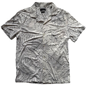 Porter and Ash Mens Luxury Kinetic Stretch Short Sleeve Small Ivory/Black EUC